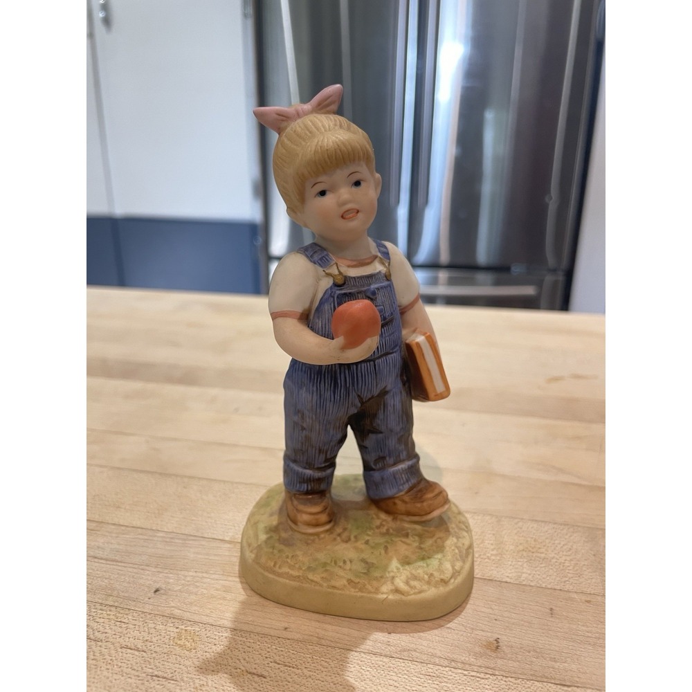 Home Interiors 1985 Denim Days School Days Debbie Holding An Apple Figurine 1513